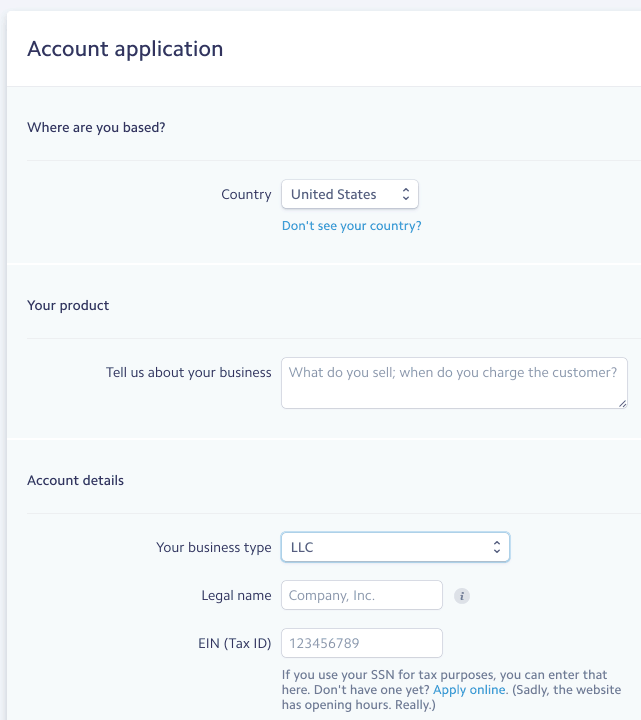 Opening Your Stripe Account